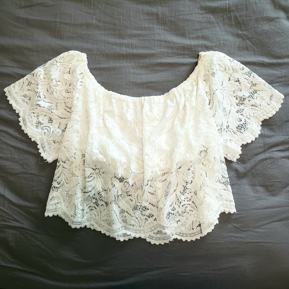 Coquette Lace Crop Top Ambiance White S